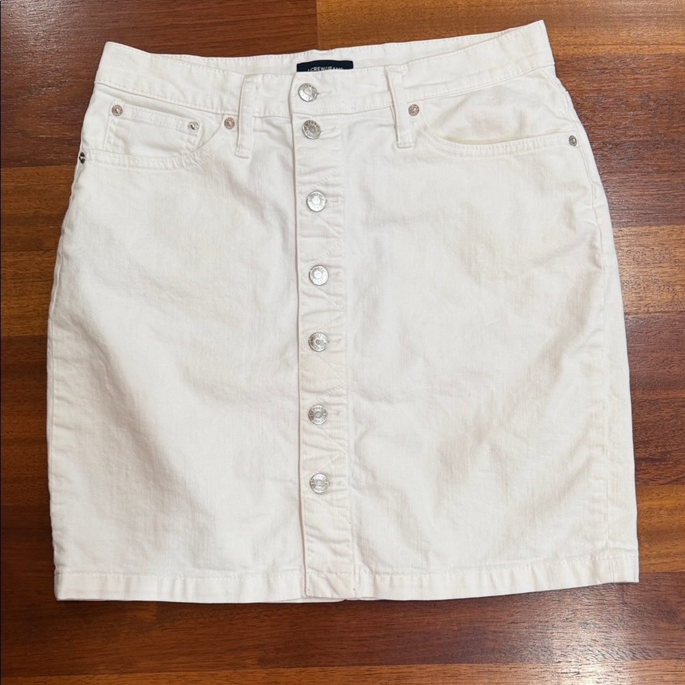 J.Crew White Denim Mini Skirt Size 29 Button Front Coastal Grandmother preppy